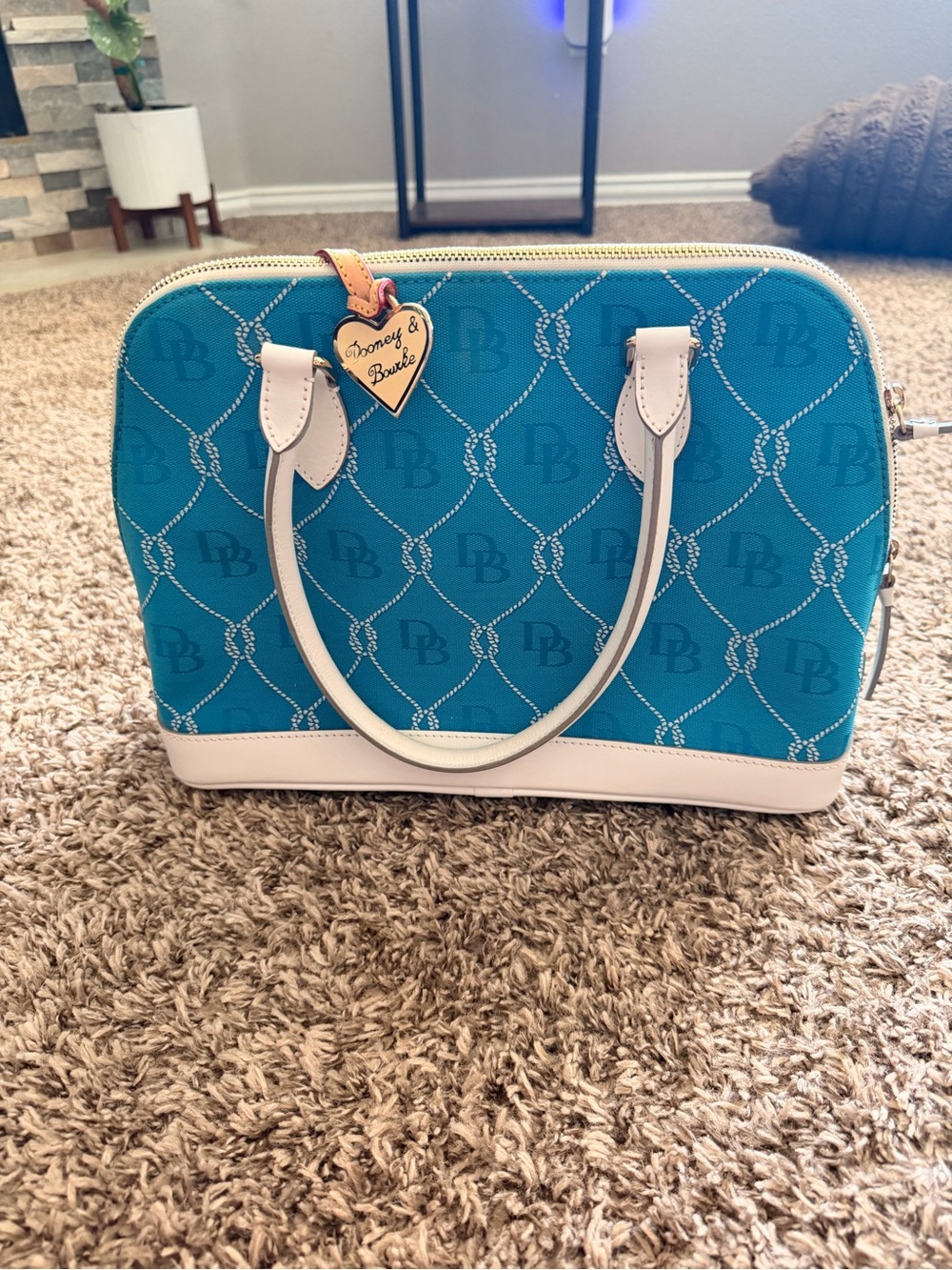 Dooney & Bourke RP822 Large Dome Aqua DB Signature Satchel
